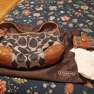 Coach denim signature "C" logo bag with wallet